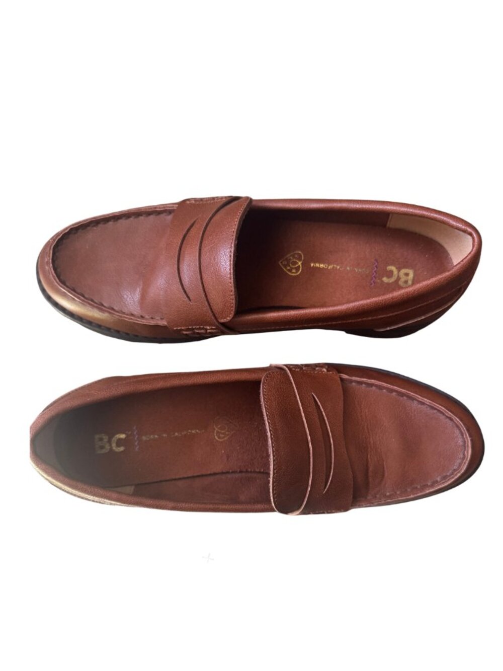 BC Footwear Roulette Vegan Leather Penny Loafers Brown Lug Sole Women's 8.5 - Picture 6 of 7